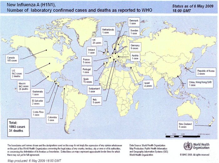 вирус гриппа А/H1N1 swl - число заболевших по данным воз