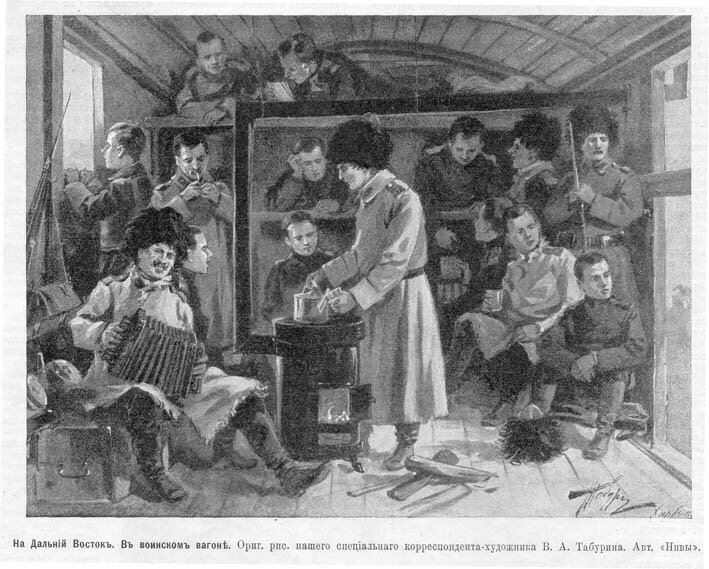 фотографии русско-японская война на суше - на Дальний Восток в воинском вагоне